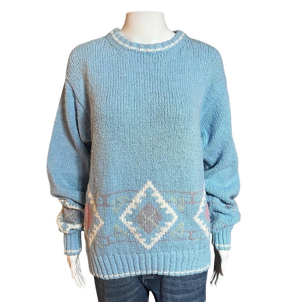 Alexander Julian Light Blue Diamond Pattern Sweater